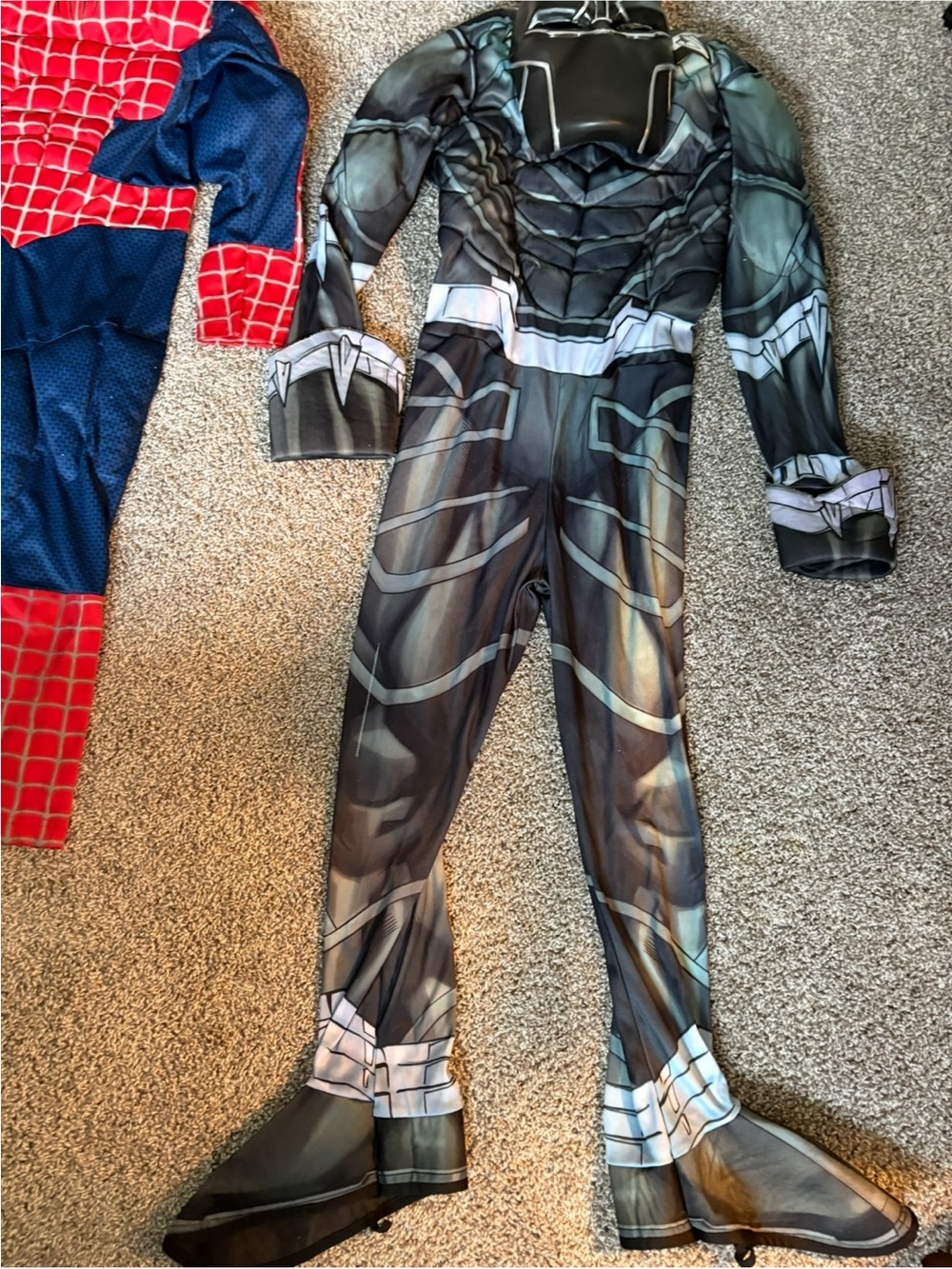 Kids Black and Gray Superhero Costume Jumpsuit